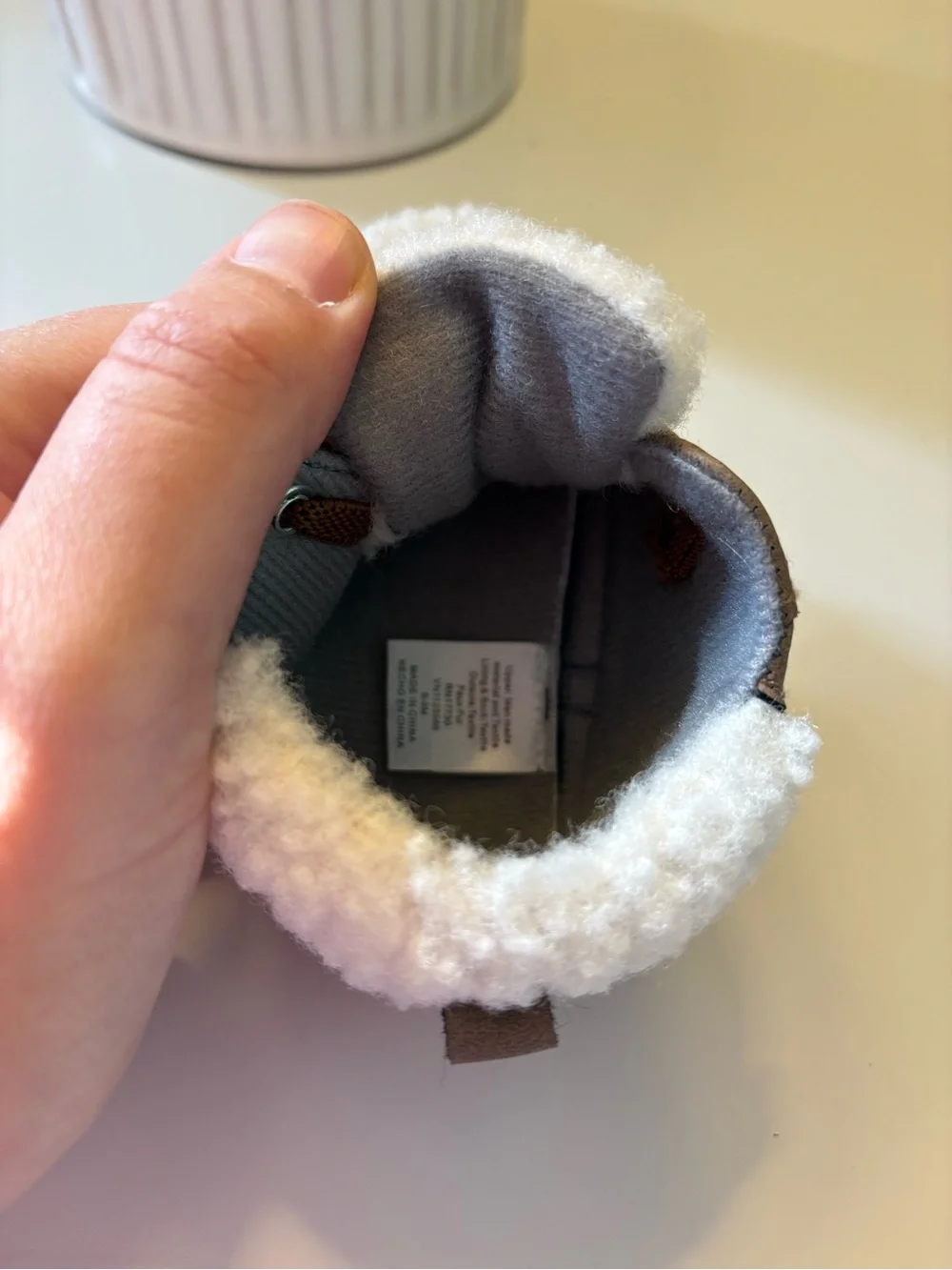 Target Brown and White Sherpa-Lined Baby Walker Shoes